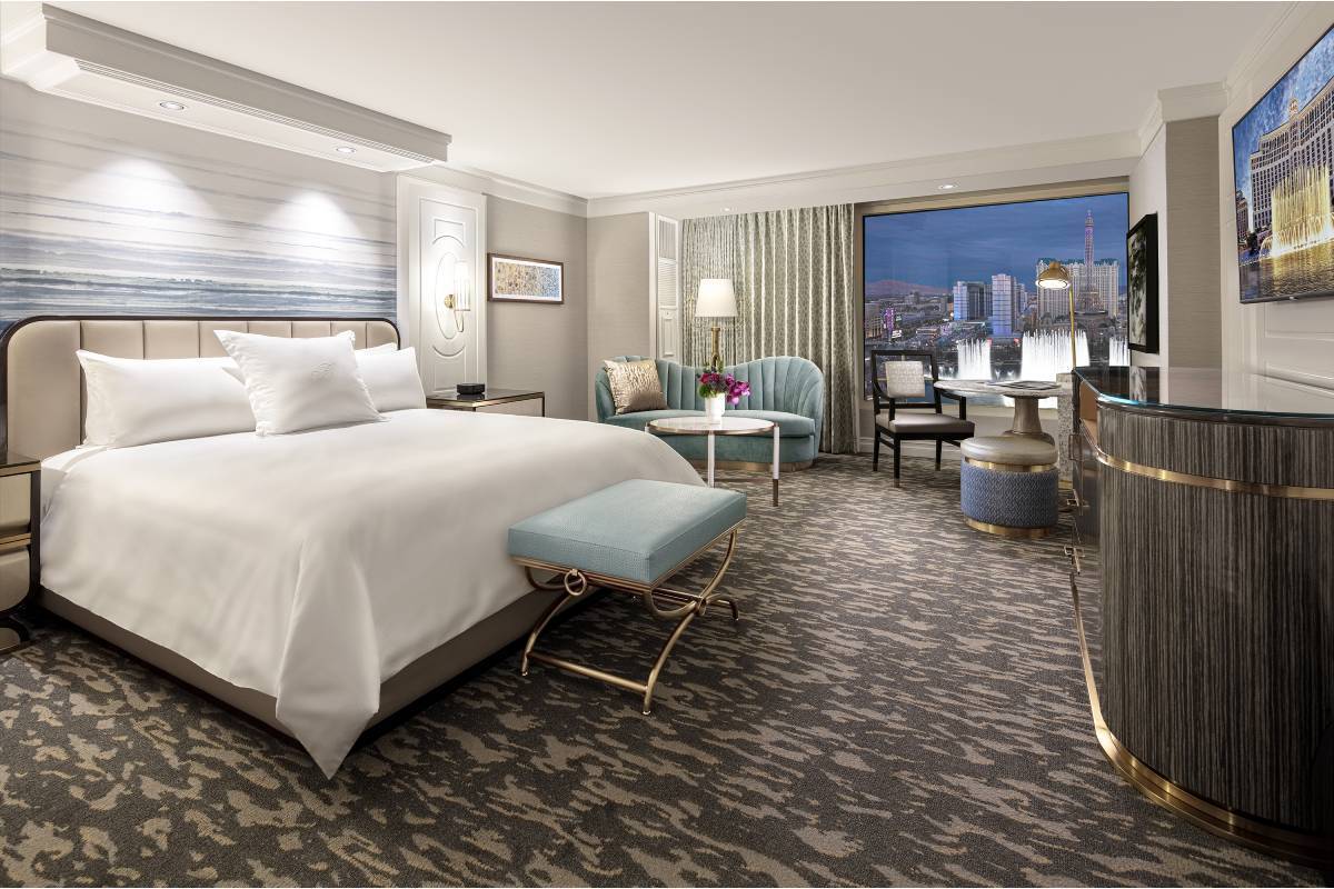 Ett Bellagio-rum efter renovering. (Courtesy, MGM Resorts International)