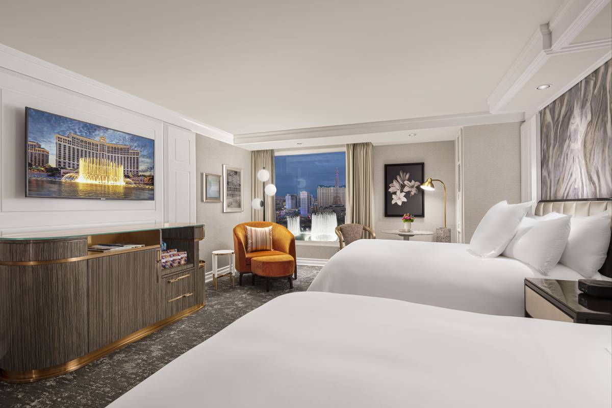 Ett Bellagio-rum efter renovering. (Courtesy, MGM Resorts International)