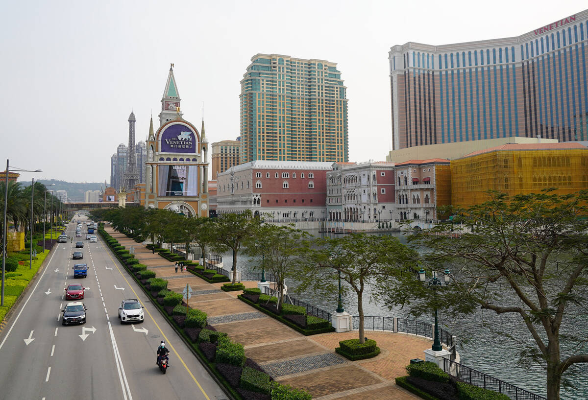 Den 10 april 2020 visar filmfotot en vy av Cotai Strip i Macao. (Inom Asian Gaming)